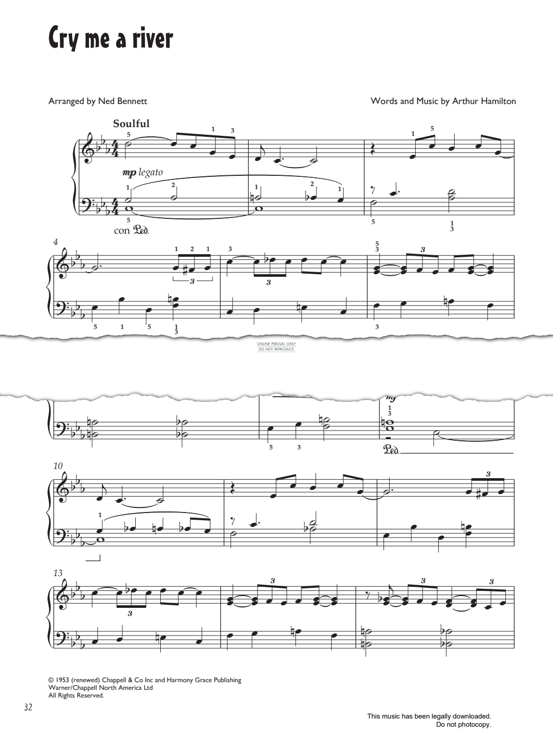 Produktgalerie: Seite 1 von 1 Cry Me A River, Arthur Hamilton, Klavier