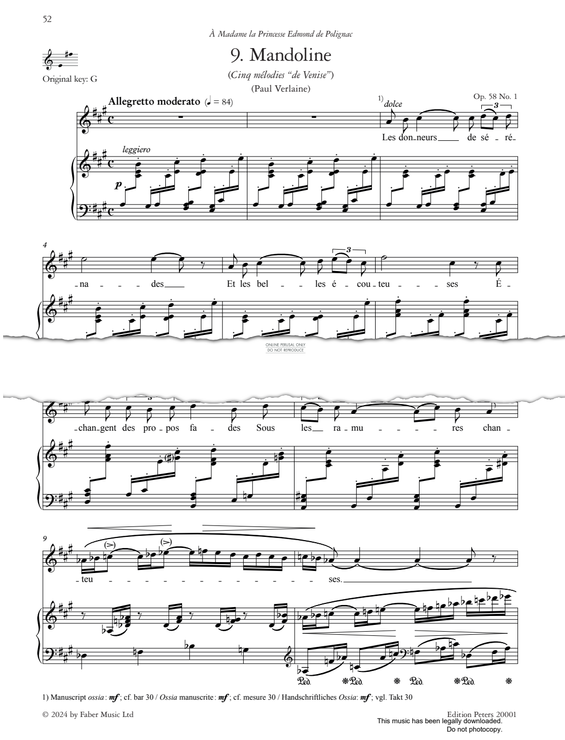 Produktgalerie: Seite 1 von 1 Mandoline Op. 58, No. 1, Gabriel Fauré, Gesang, Klavier