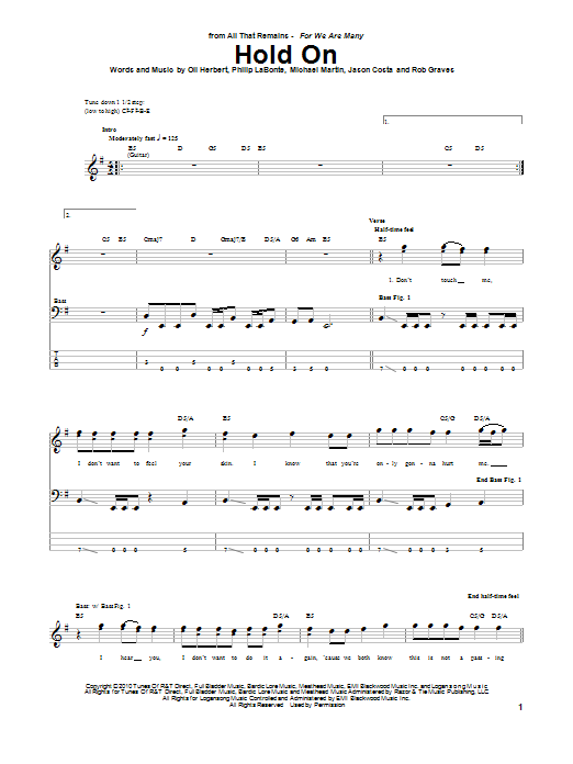 Produktgalerie: Seite 1 von 1 Hold On, All That Remains, E-Bass