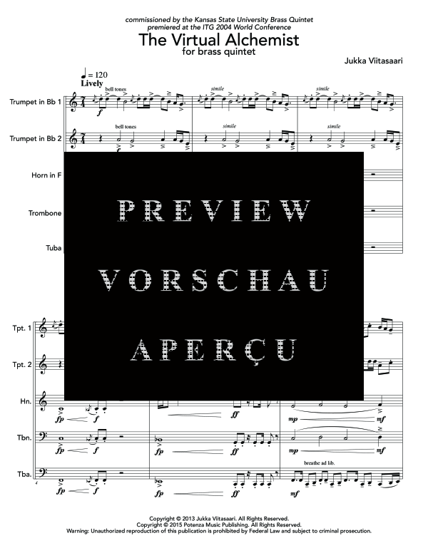 Produktgalerie: Seite 5 von 11 Virtual Alchemist, The, , (Blechbläser Quintett)