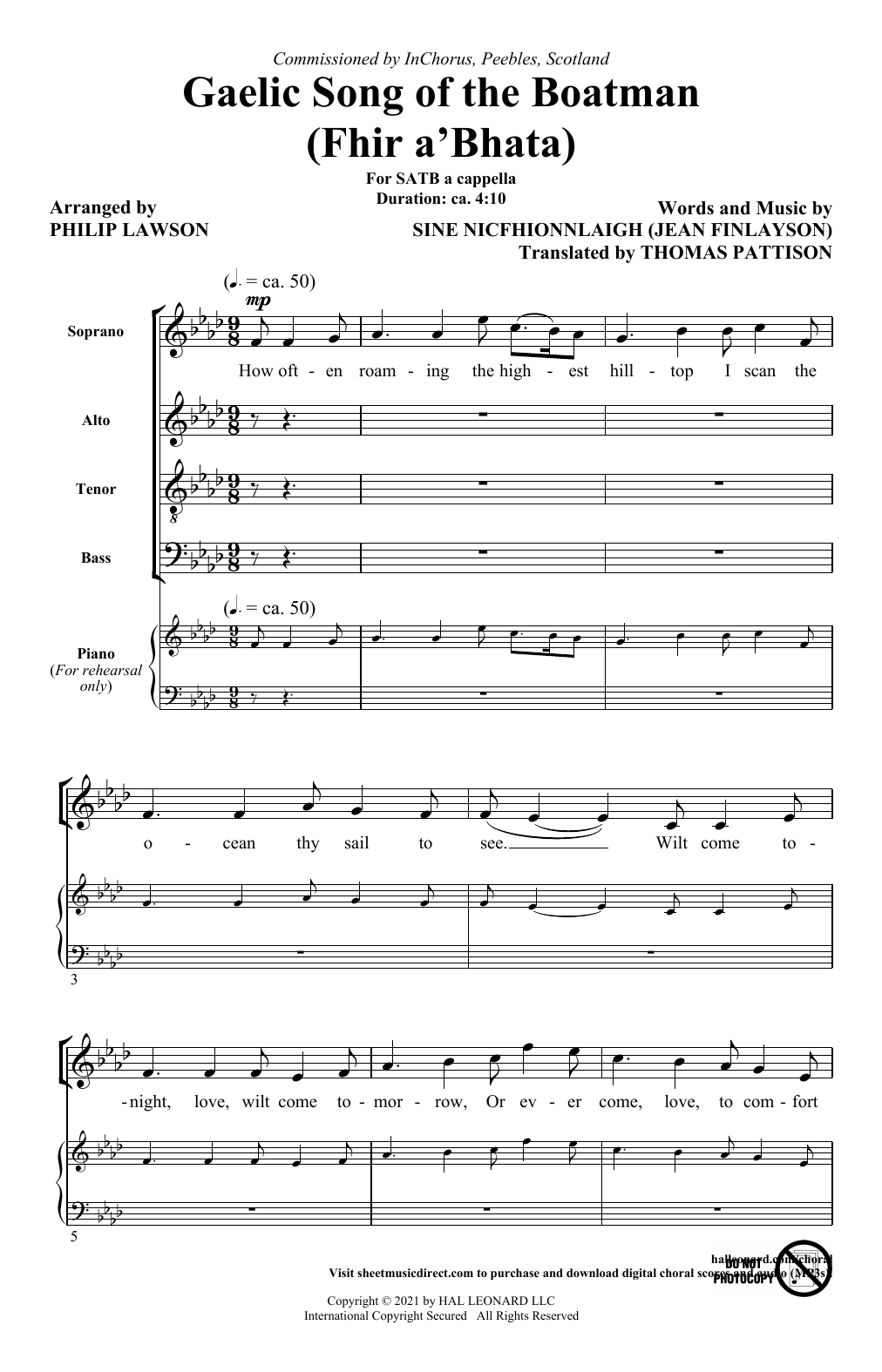Produktgalerie: Seite 1 von 1 Gaelic Song Of The Boatman (Fhir A'bhata) (arr. Philip Lawson), Sìne NicFhionnlaigh (Jean Finlayson), Chor
