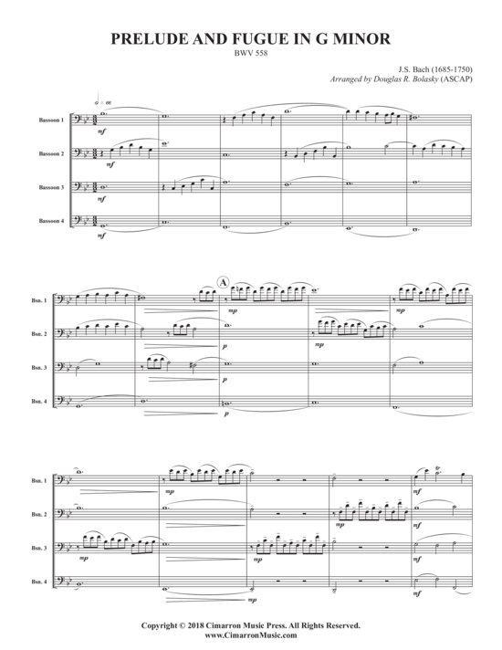 gallery: Prelude and Fugue in g minor , , (Fagott Quartett)