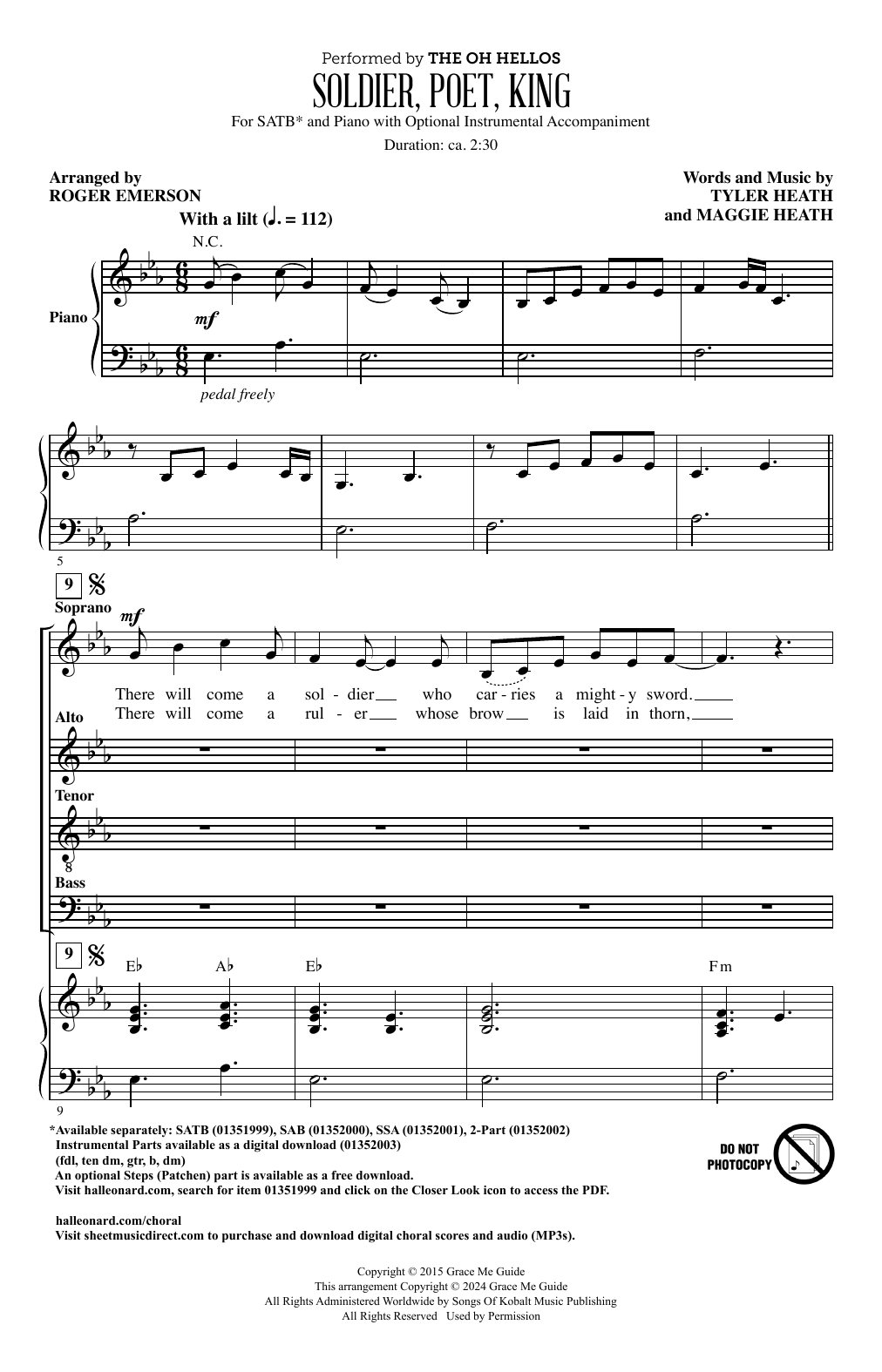 Produktbild zu:  Soldier, Poet, King (arr. Roger Emerson) - The Oh Hellos