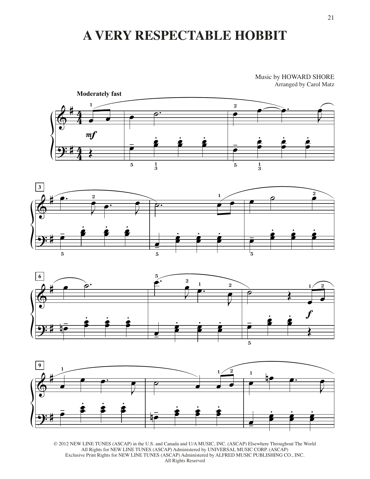 Produktbild zu: A Very Respectable Hobbit (from The Hobbit: An Unexpected Journey) (arr. Carol Matz)