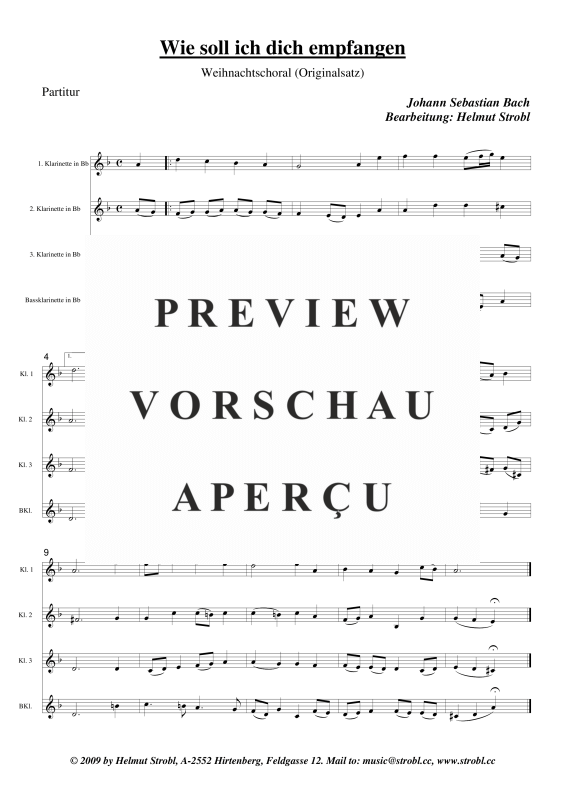 gallery: Wie soll ich dich empfangen, , Klarinettenquartett