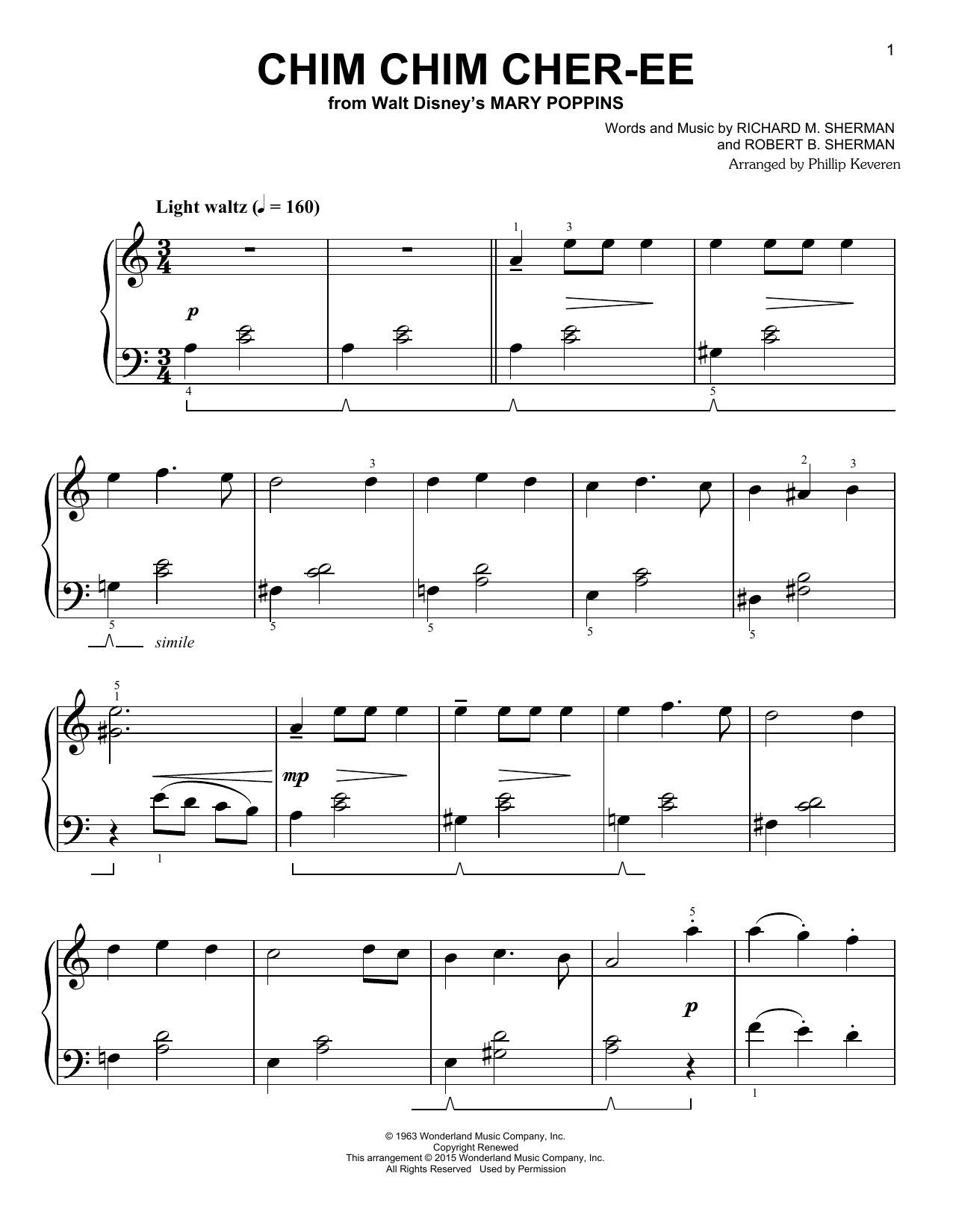 Product picture to: Chim Chim Cher-ee [Classical version] (from Mary Poppins) (arr. Phillip Keveren)