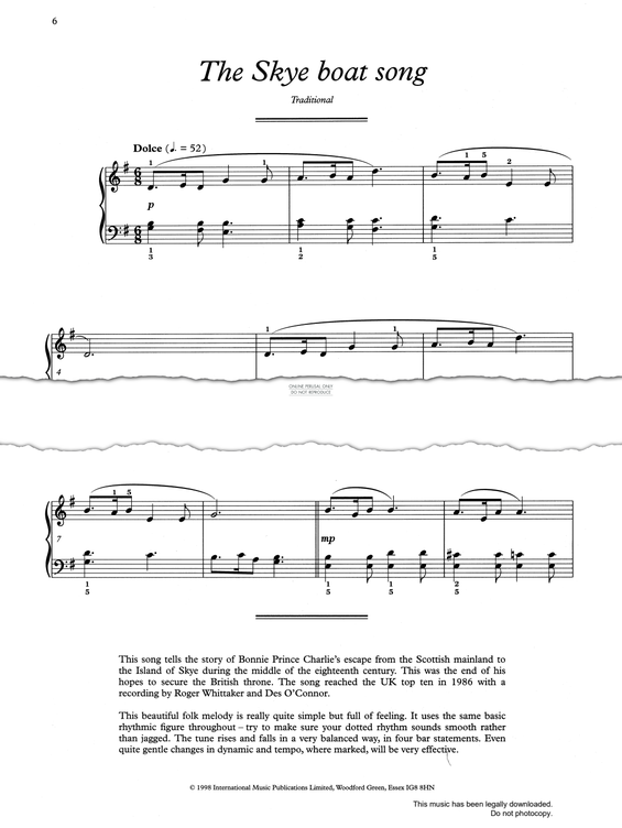 Produktgalerie: Seite 1 von 1 Skye Boat Song, Traditional, Klavier