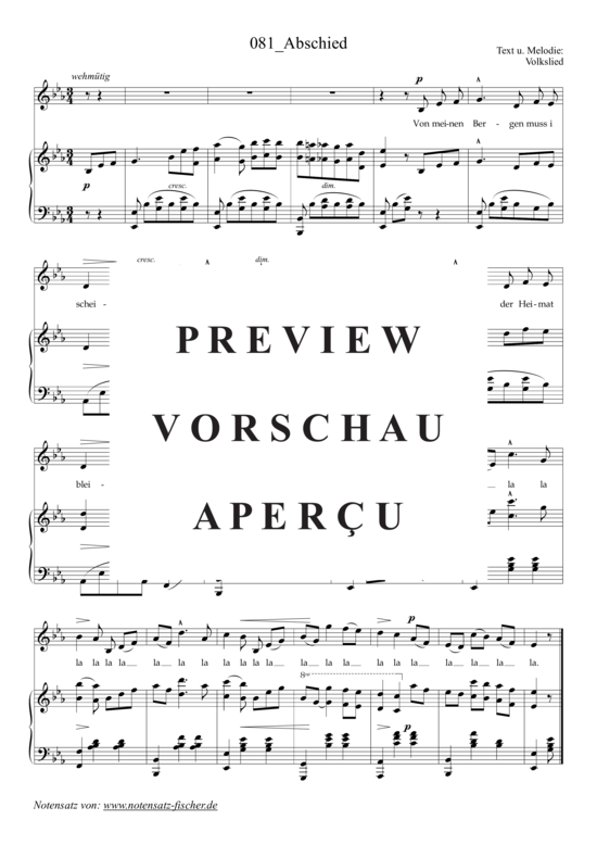 Product picture to: Abschied Aus Lahrer Kommersbuch, Klavierausgabe Band 2