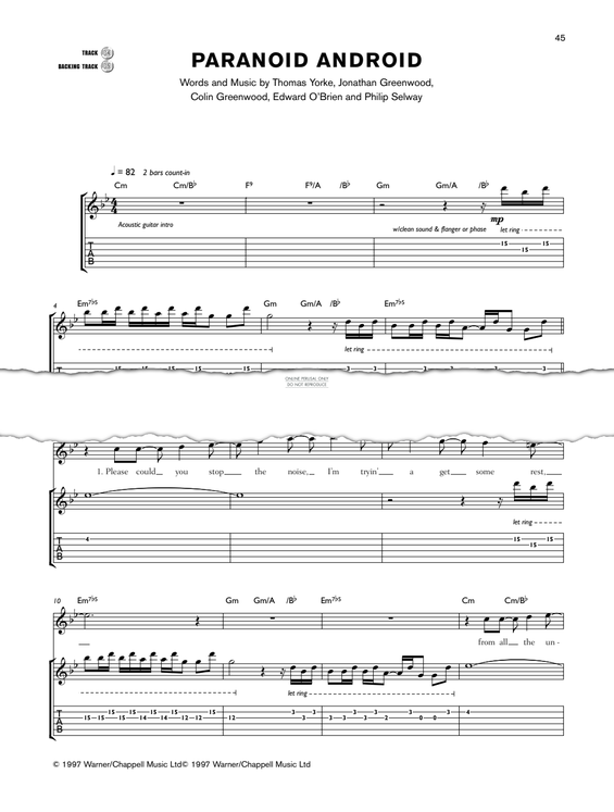 Produktgalerie: Seite 1 von 1 Paranoid Android, Radiohead, Gitarre