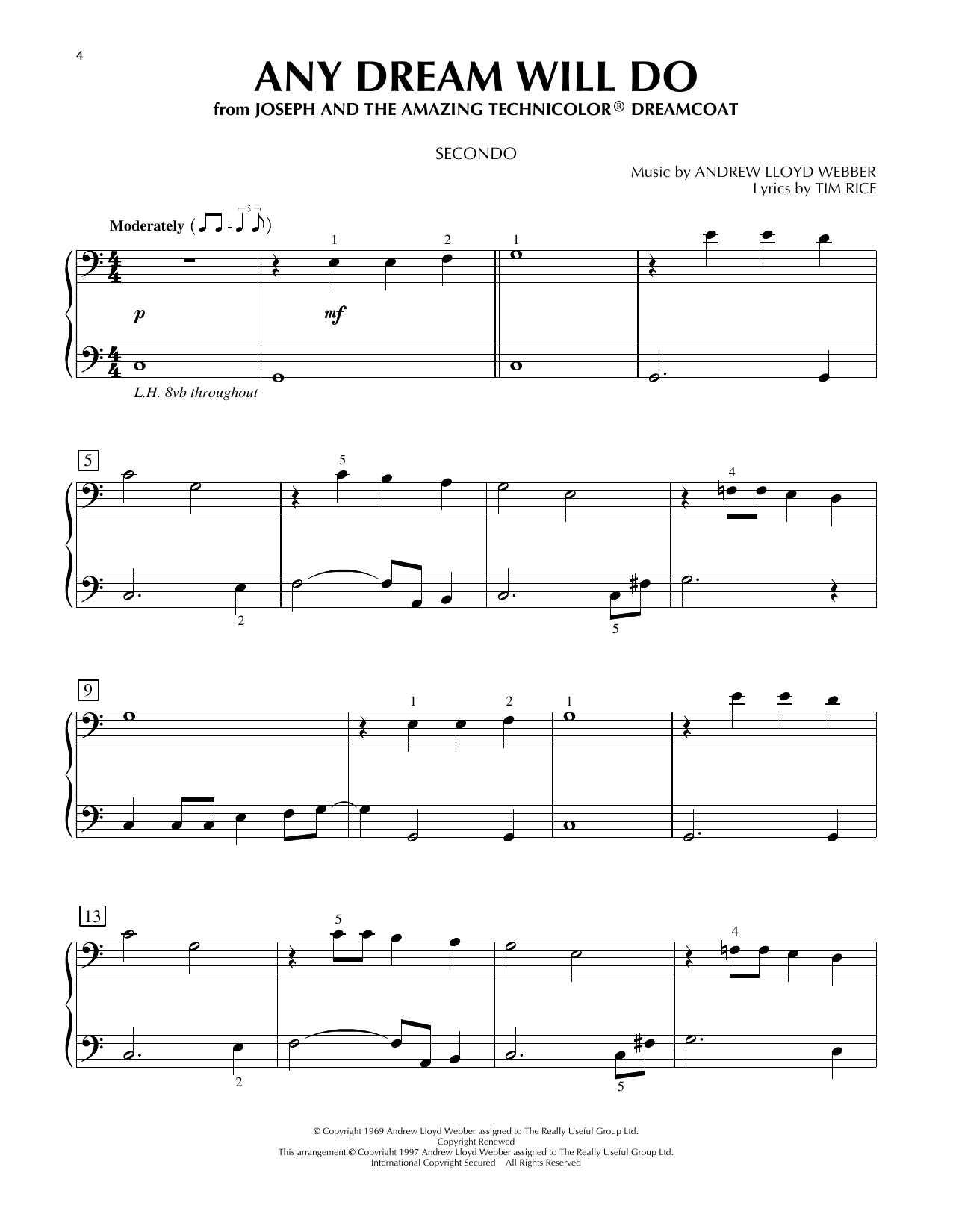 Produktgalerie: Seite 1 von 1 Any Dream Will Do (from Joseph And The Amazing Technicolor Dreamcoat), Andrew Lloyd Webber, Klavier