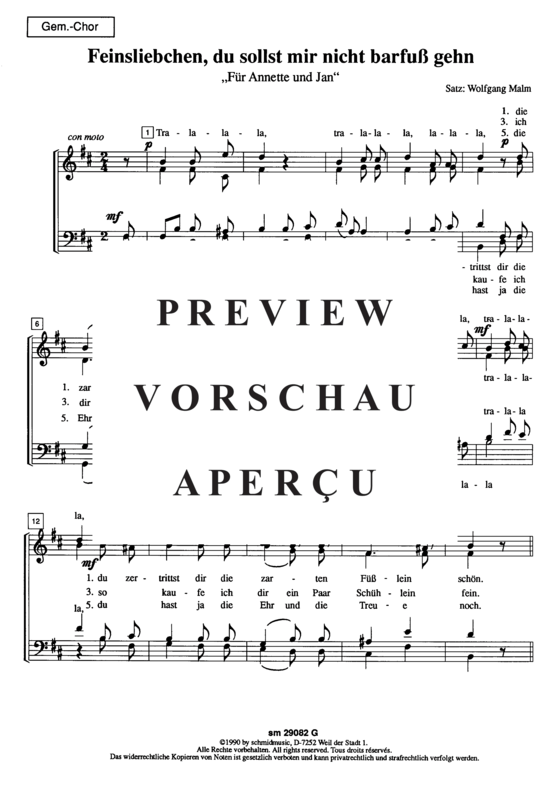 gallery: Feinsliebchen, du sollst mir nicht barfuß gehn , , (Gemischter Chor)