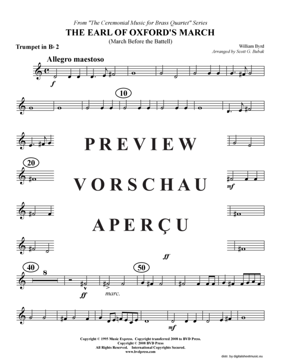 Produktgalerie: Seite 8 von 15 Earl of Oxford's March, , (2xTrompete in B, Horn in F, Posaune)