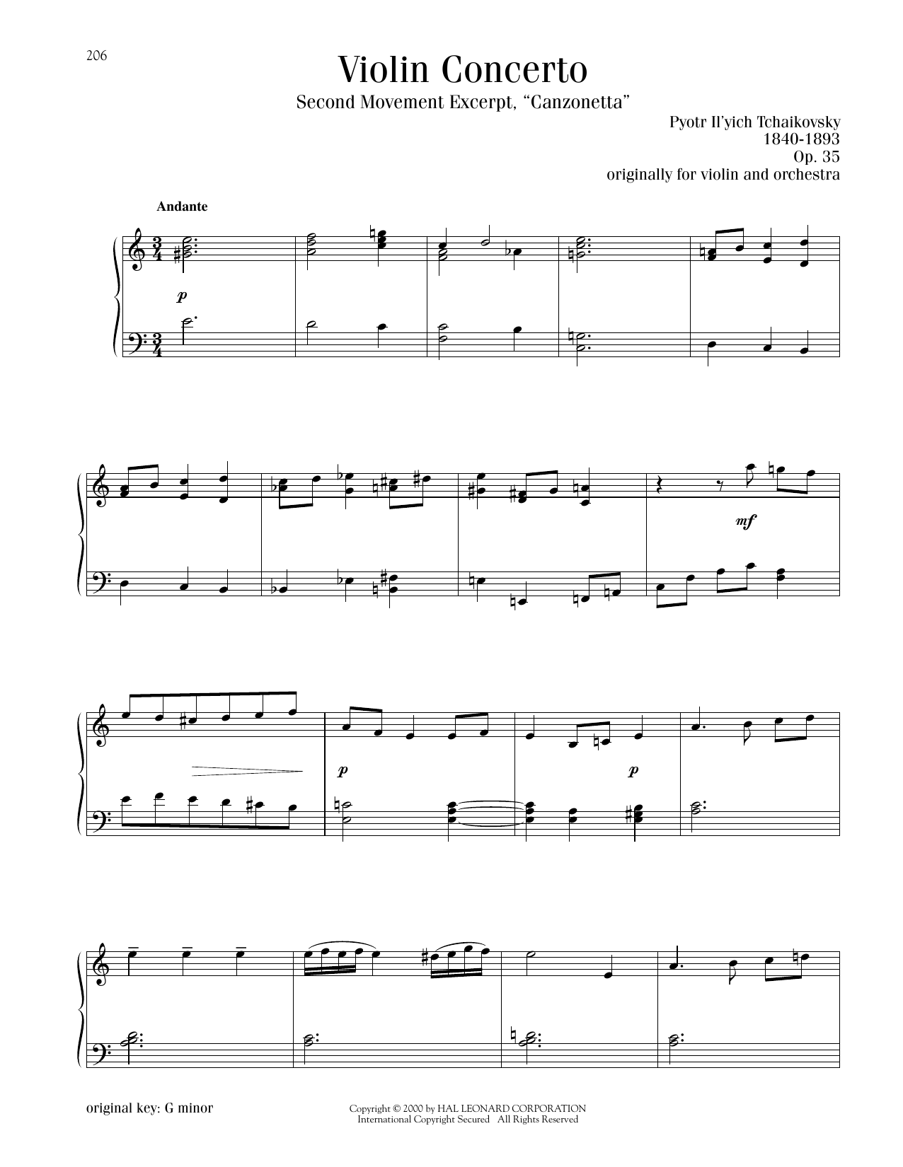 Produktbild zu: Violin Concerto in D Major, Op. 35, Second Movement ("Canzonetta") Excerpt