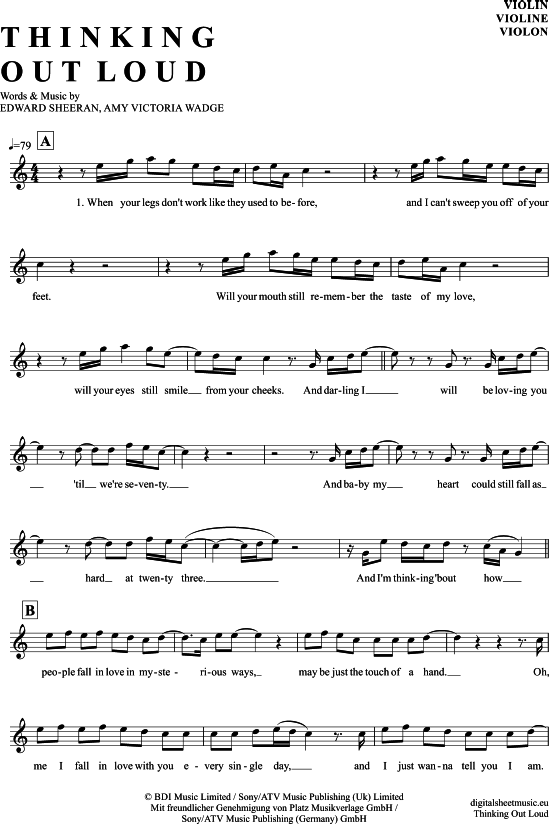 Product picture to: Thinking Out Loud Ed Sheeran