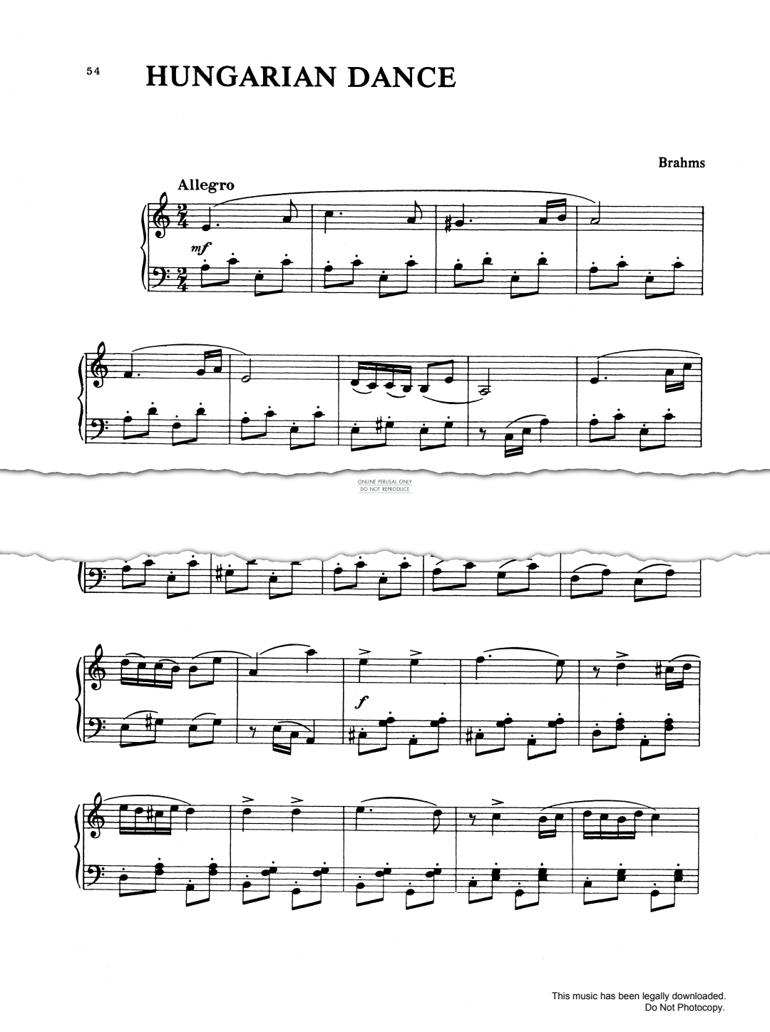 Produktgalerie: Seite 1 von 1 Hungarian Dance, Johannes Brahms, Klavier