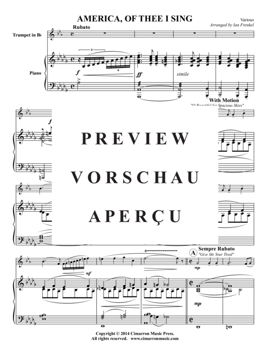 Produktgalerie: Seite 2 von 9 America, Of Thee I Sing , , (Trompete in B + Klavier)
