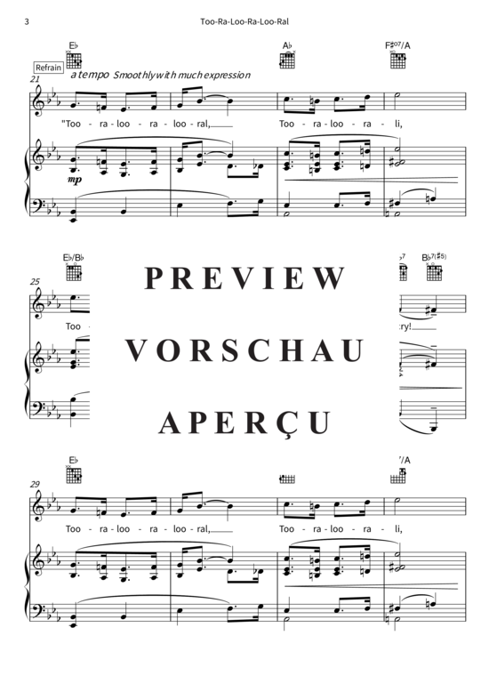 Produktgalerie: Seite 6 von 7 Too-Ra-Loo-Ra-Loo-Ral - Thats An Irish Lullaby, , (Gesang + Klavier, Gitarre)