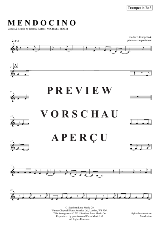 Produktgalerie: Seite 13 von 19 Mendocino , Holm, Michael, (Trompeten Trio + Klavier)