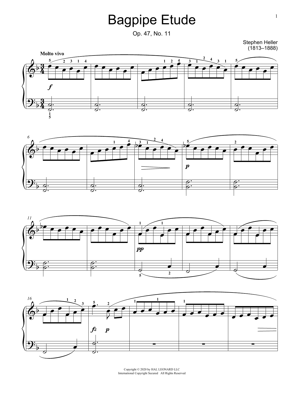 Product picture to: Bagpipe Etude, Op. 47, No. 11