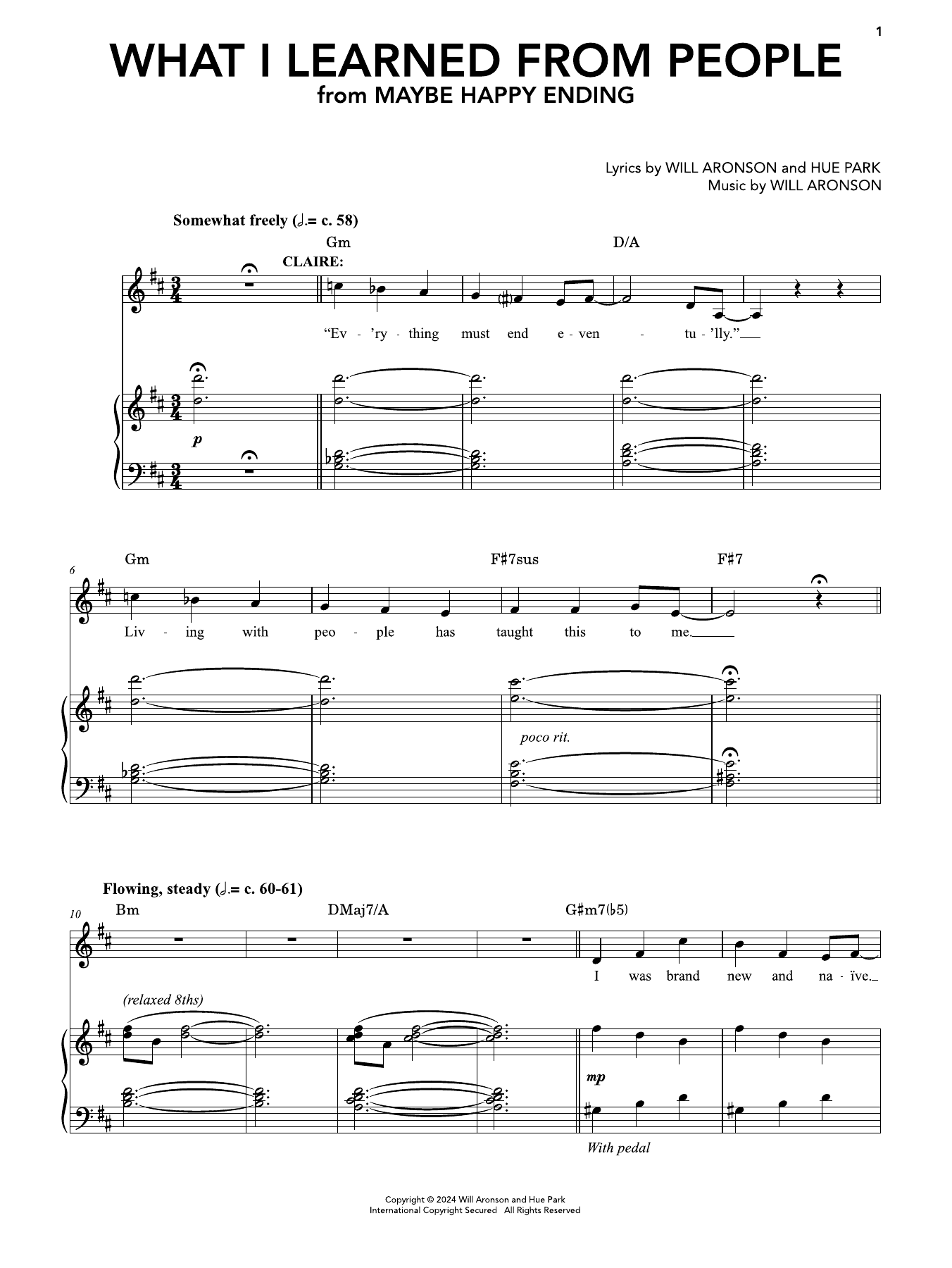 Produktgalerie: Seite 1 von 1 What I Learned From People (from Maybe Happy Ending), Hue Park & Will Aronson, Gesang, Klavier