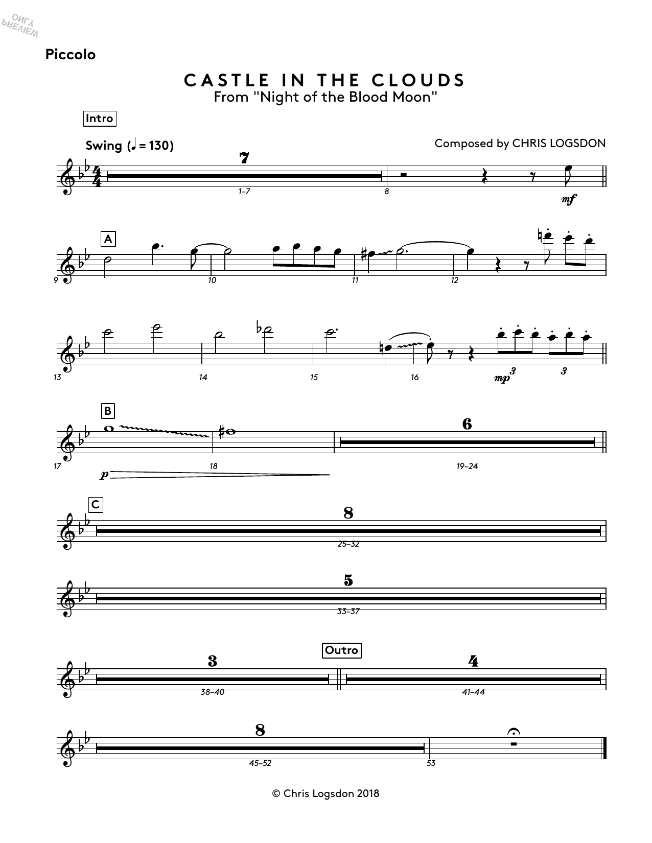 Produktbild zu: Castle In The Clouds (from Night of the Blood Moon) - Piccolo