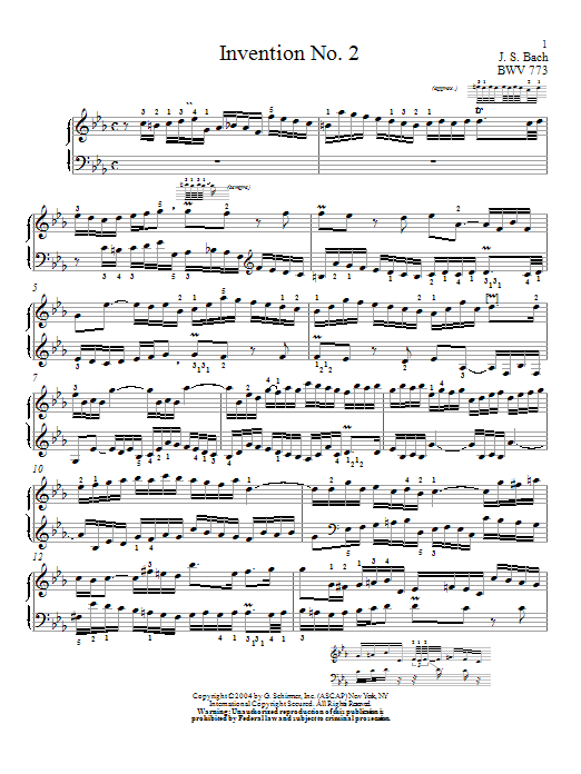 Produktgalerie: Seite 1 von 1 Invention No. 2, Johann Sebastian Bach, Klavier