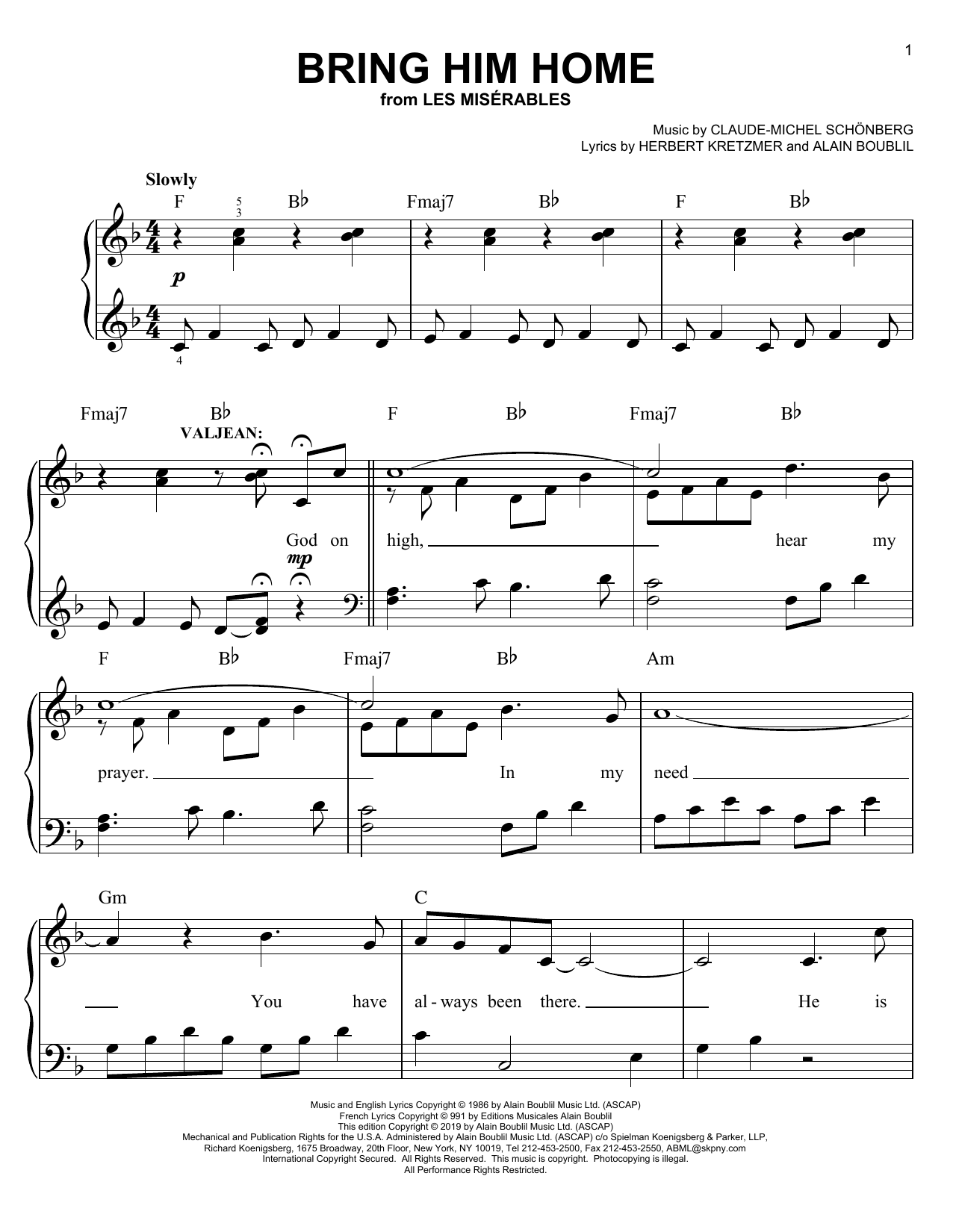Produktbild zu: Bring Him Home (from Les Miserables)
