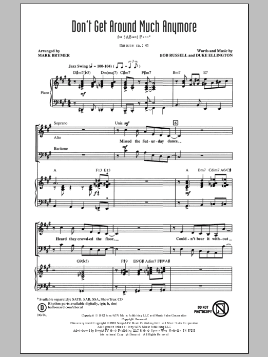 Produktbild zu: Don't Get Around Much Anymore (arr. Mark Brymer)