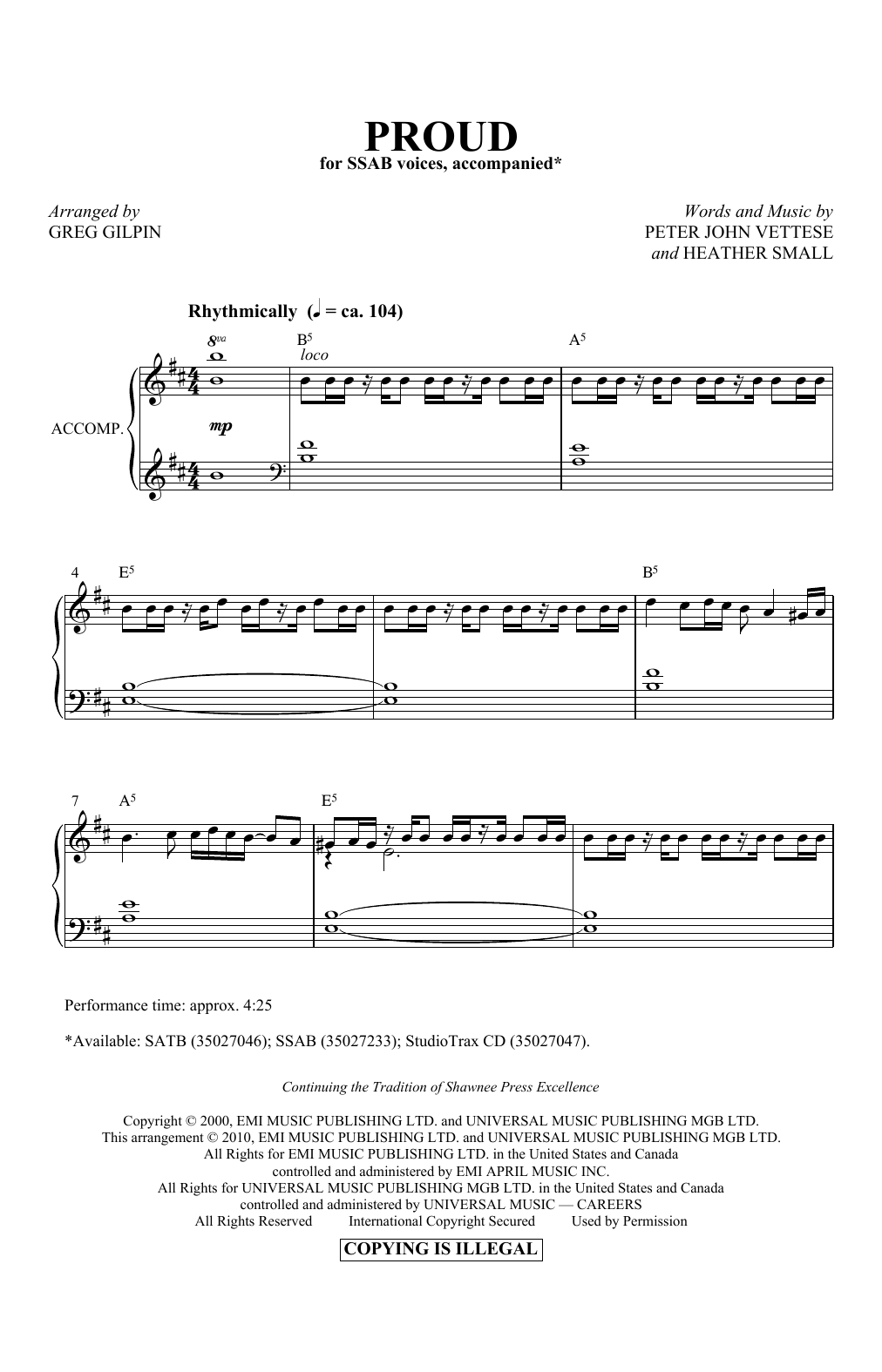 Product picture to: Proud (arr. Greg Gilpin)