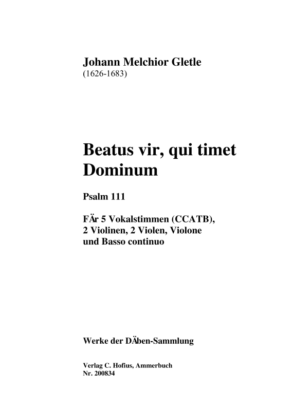 Produktbild zu: Beatus vir, qui timet Dominum (Psalm 111)