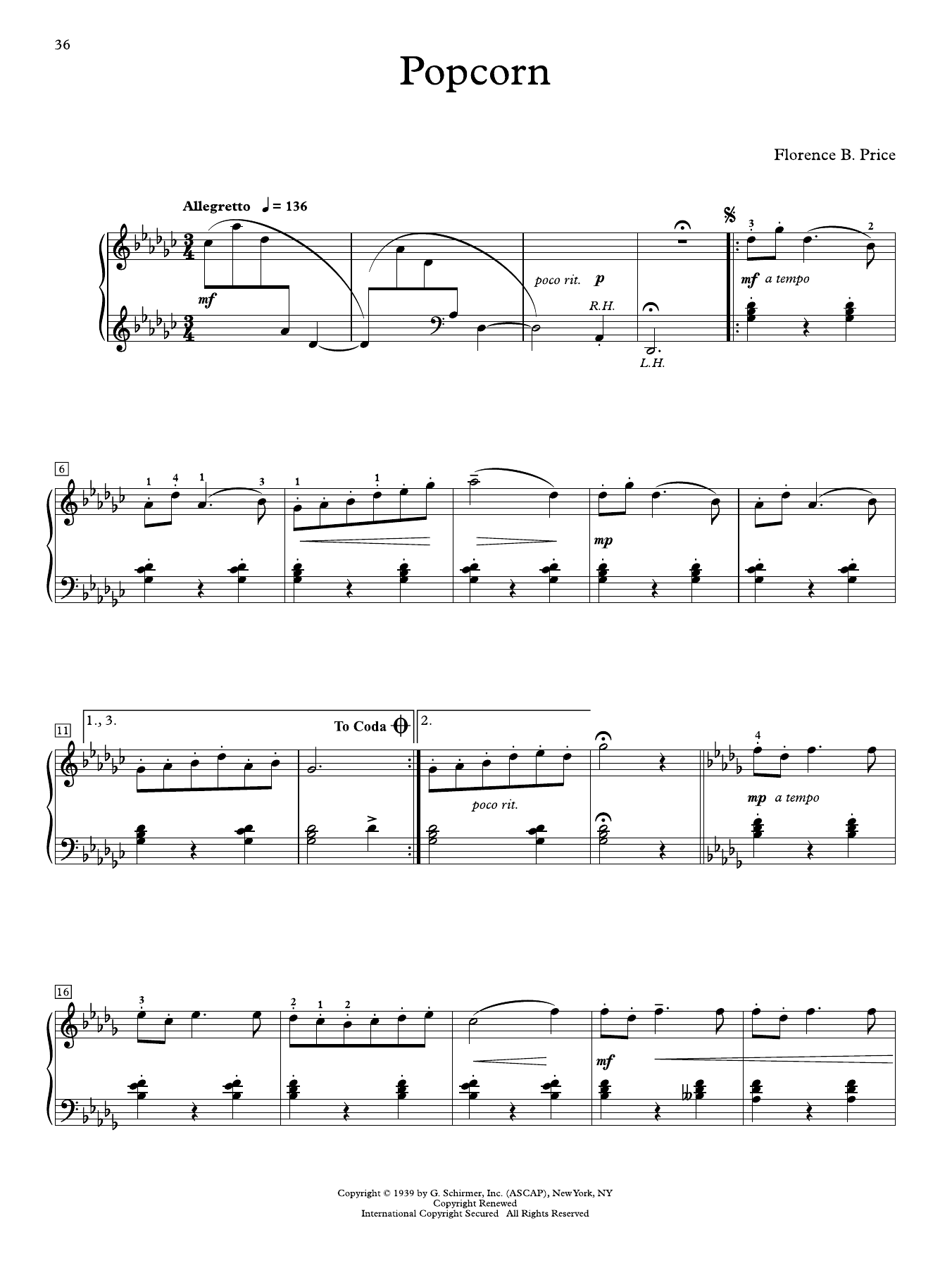 Produktgalerie: Seite 1 von 1 Popcorn, Florence Price, Klavier