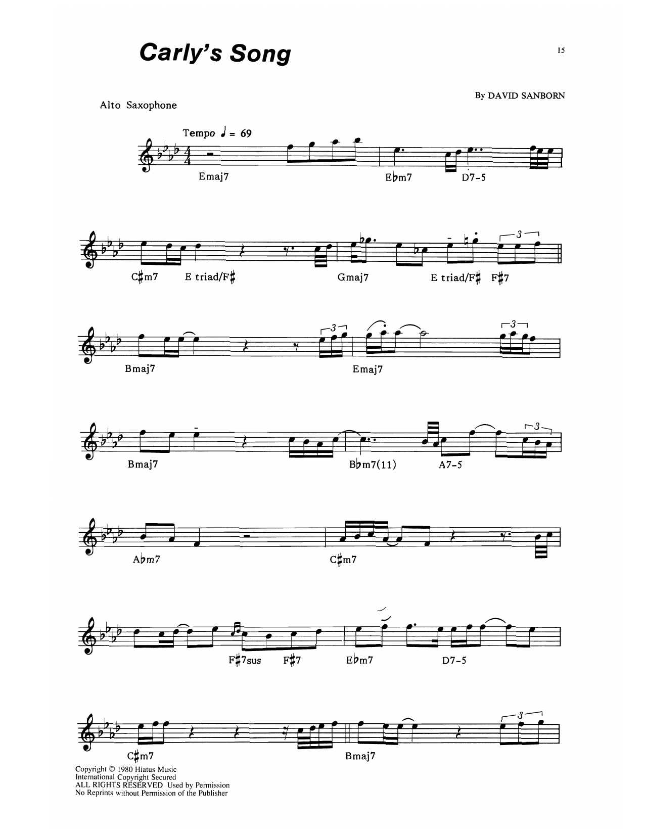 Product picture to:  Carly's Song - David Sanborn