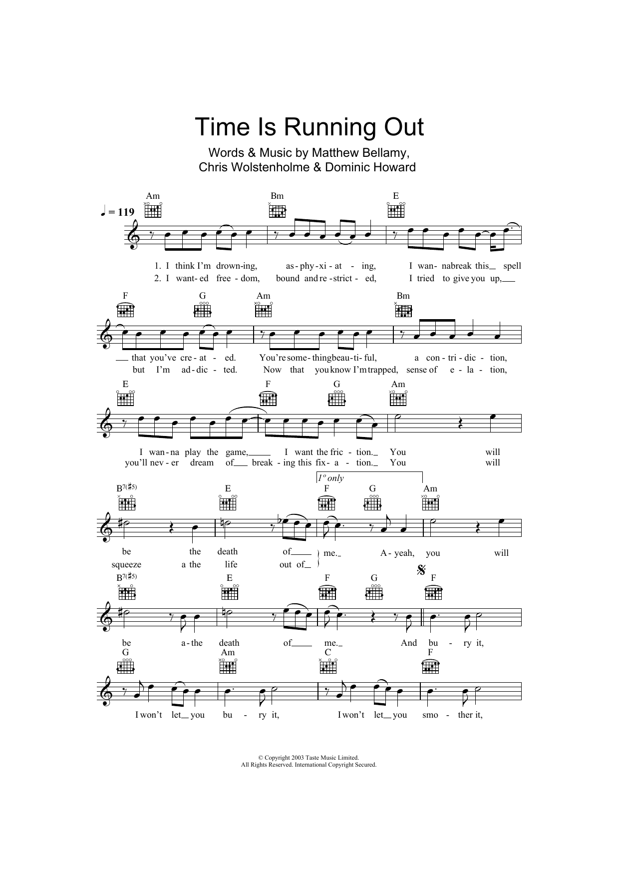 Produktgalerie: Seite 1 von 1 Time Is Running Out, Muse, Melodieinstrument