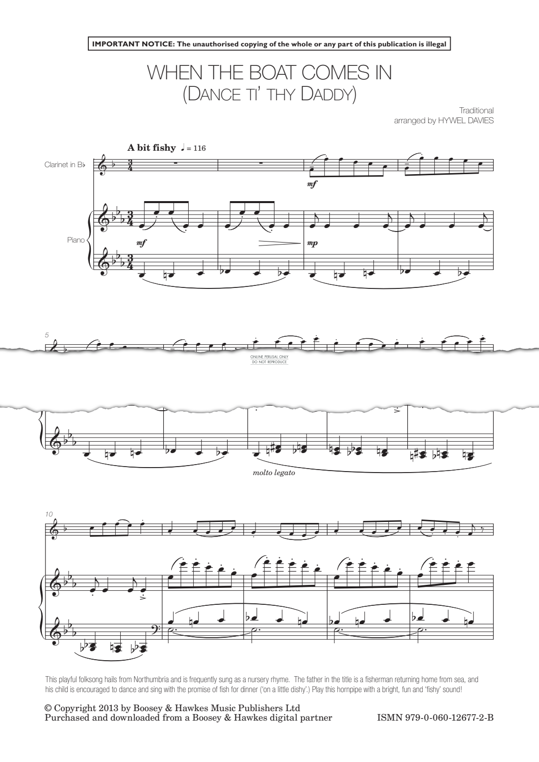 Produktgalerie: Seite 1 von 1 When The Boat Comes In (Dance 'ti thy daddy), Traditional, Klarinette, Klavier