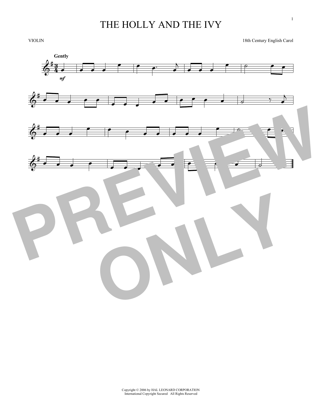 Product gallery: Page 1 of 1 The Holly And The Ivy, 18th Century English Carol