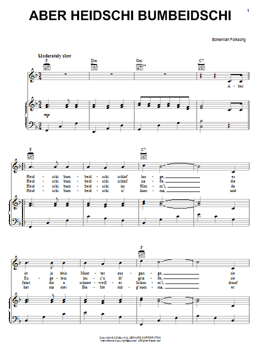 Produktgalerie: Seite 1 von 1 Aber Heidschi Bumbeidschi, Bohemian Folksong, Gesang, Gitarre, Klavier