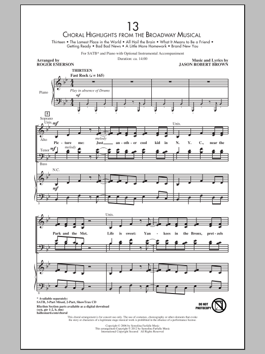 Product picture to: 13 (Choral Highlights From The Broadway Musical) (arr. Roger Emerson) - Drums