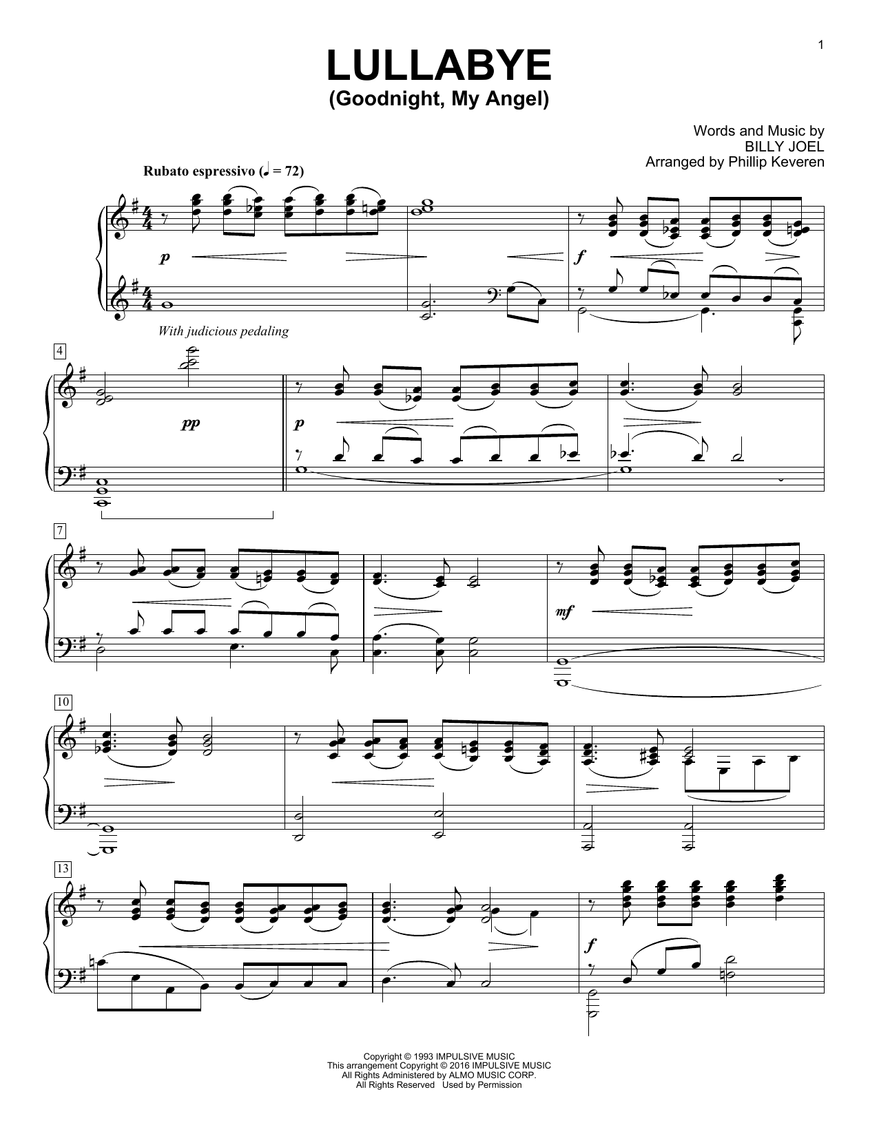 Product gallery: Page 1 of 1 Lullabye (Goodnight, My Angel) [Classical version] (arr. Phillip Keveren), Phillip Keveren