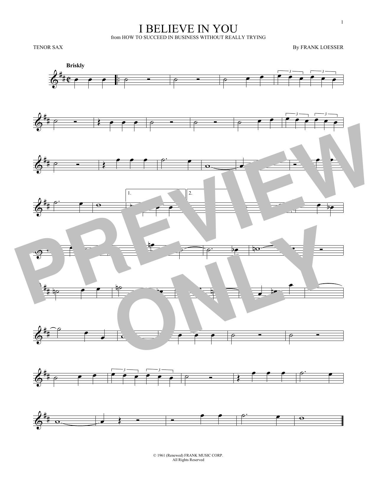 Product gallery: Page 1 of 1 I Believe In You, Frank Loesser