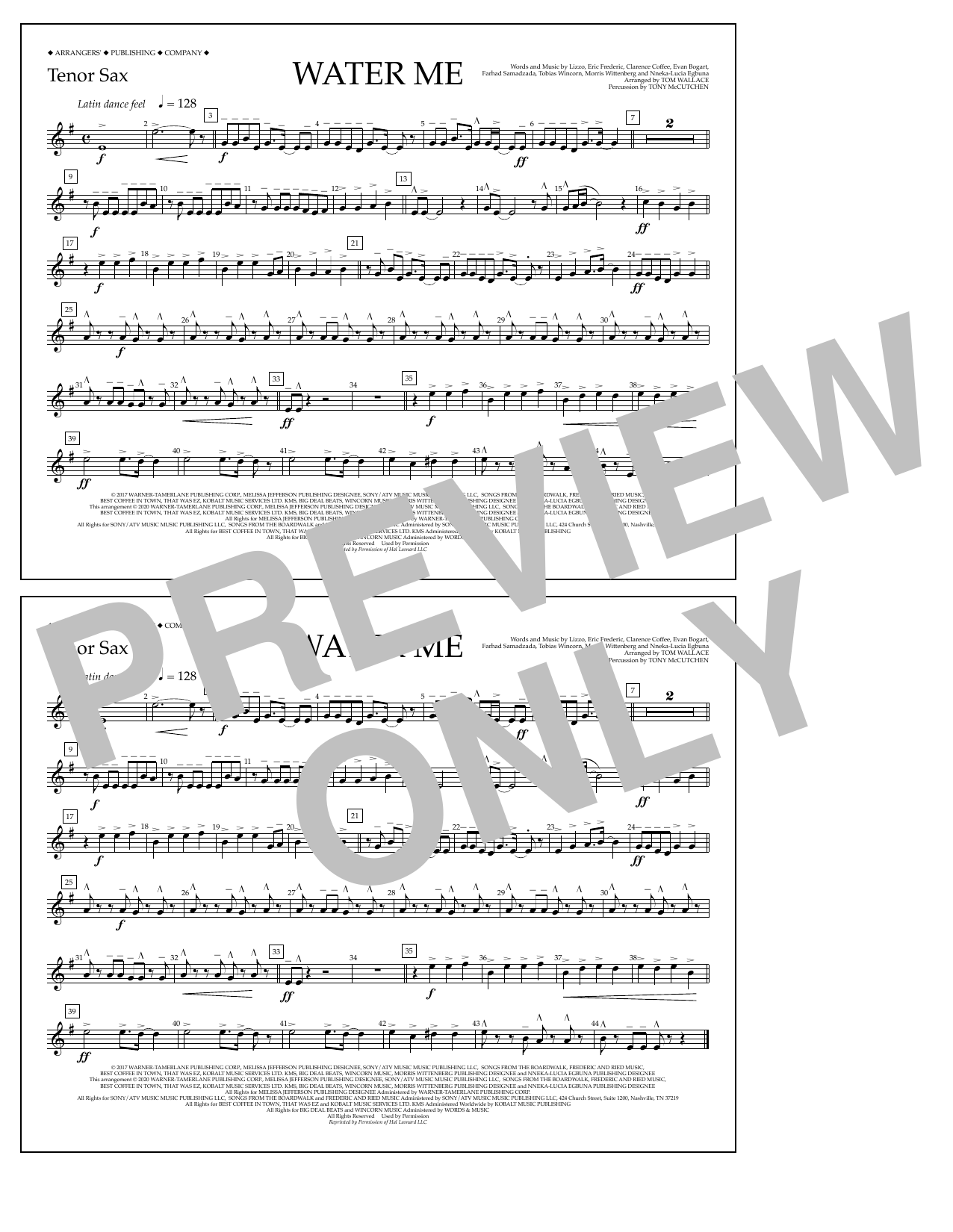 Produktbild zu: Water Me (arr. Tom Wallace) - Tenor Sax