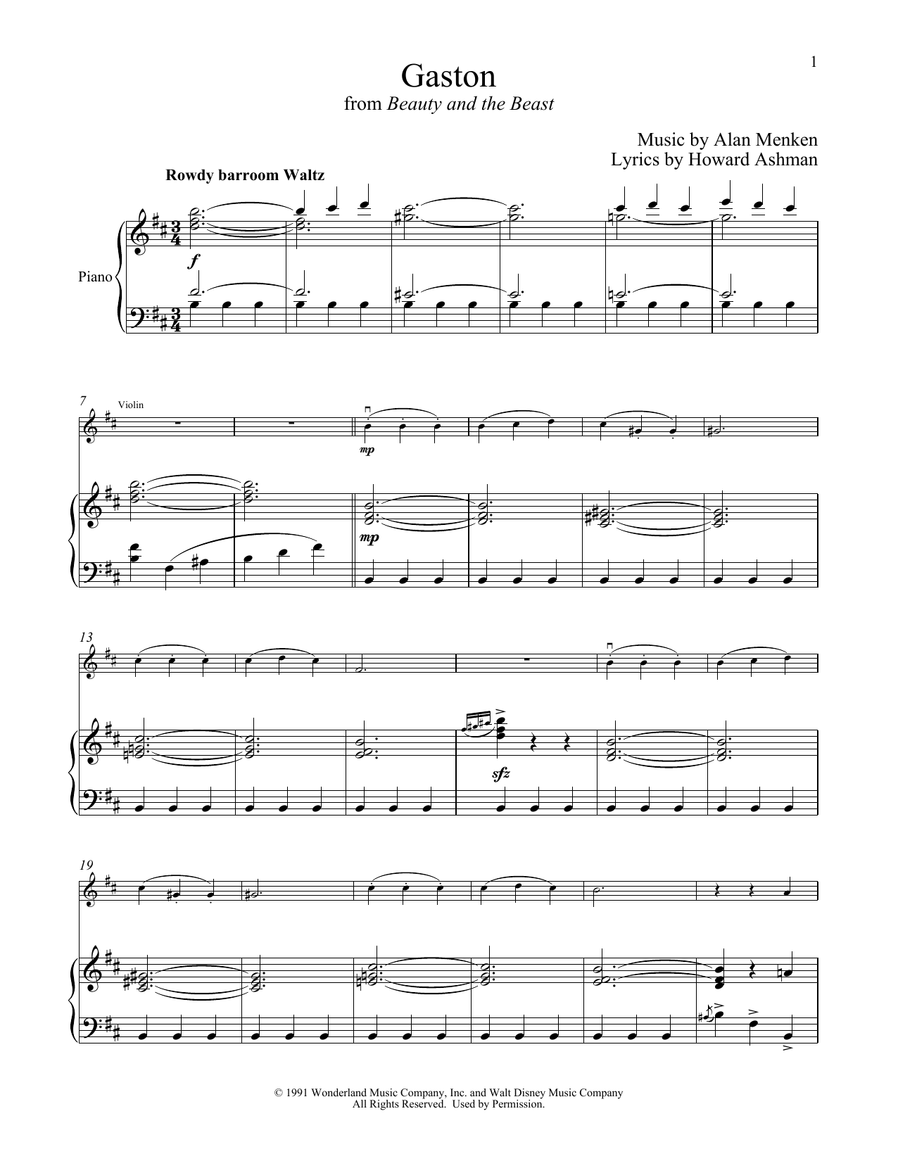 Produktbild zu:  Gaston (from Beauty And The Beast) - Alan Menken & Howard Ashman