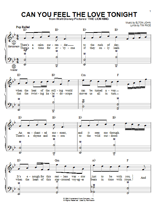 Product gallery: Page 1 of 1 Can You Feel The Love Tonight (from The Lion King), Elton John