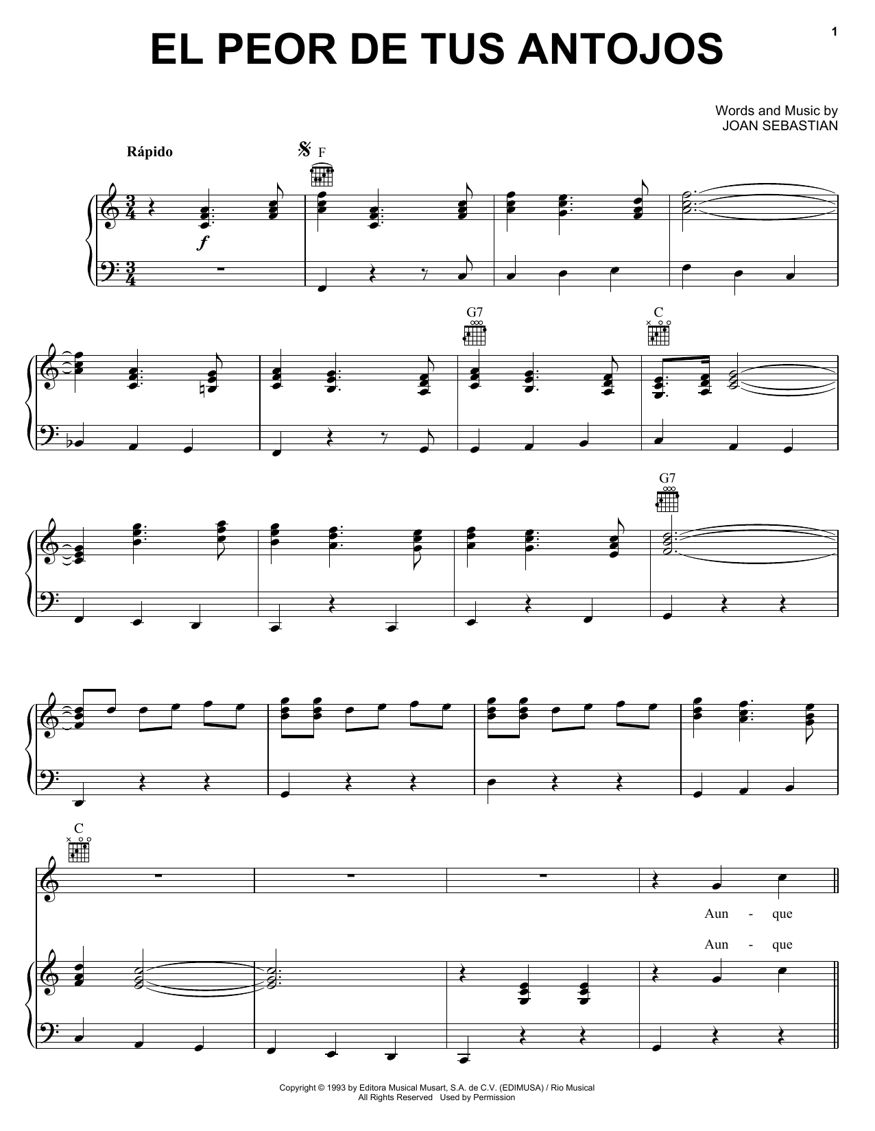 Produktgalerie: Seite 1 von 1 El Peor De Tus Antojos, Joan Sebastian, Gesang, Gitarre, Klavier