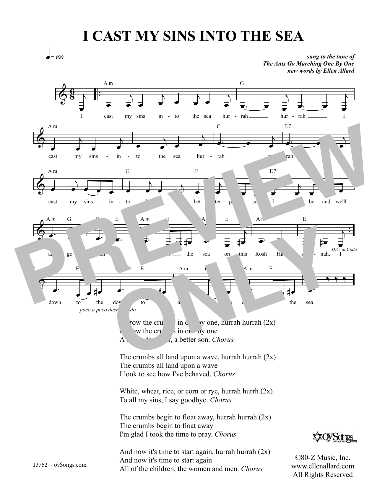 Produktgalerie: Seite 1 von 1 I Cast My Sins Into The Sea, Ellen Allard, Melodieinstrument