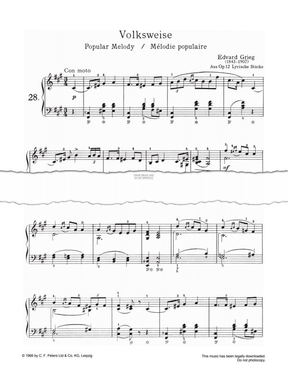 Produktgalerie: Seite 1 von 1 Popular Melody, Op. 12, Edvard Grieg, Klavier