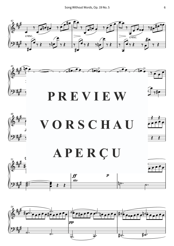 Product gallery: Page 8 of 10 Song Without Words, Op. 19 No. 5, , Solo Piano