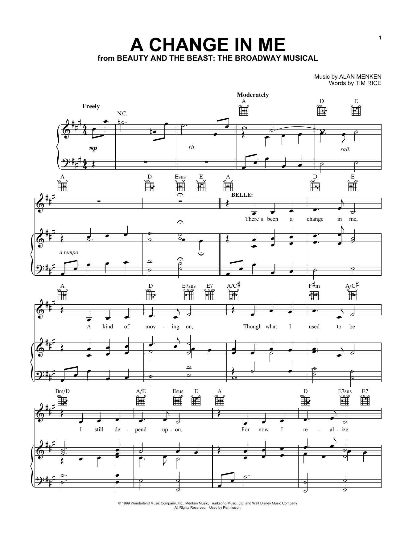 Produktbild zu: A Change In Me (from Beauty and the Beast: The Broadway Musical)