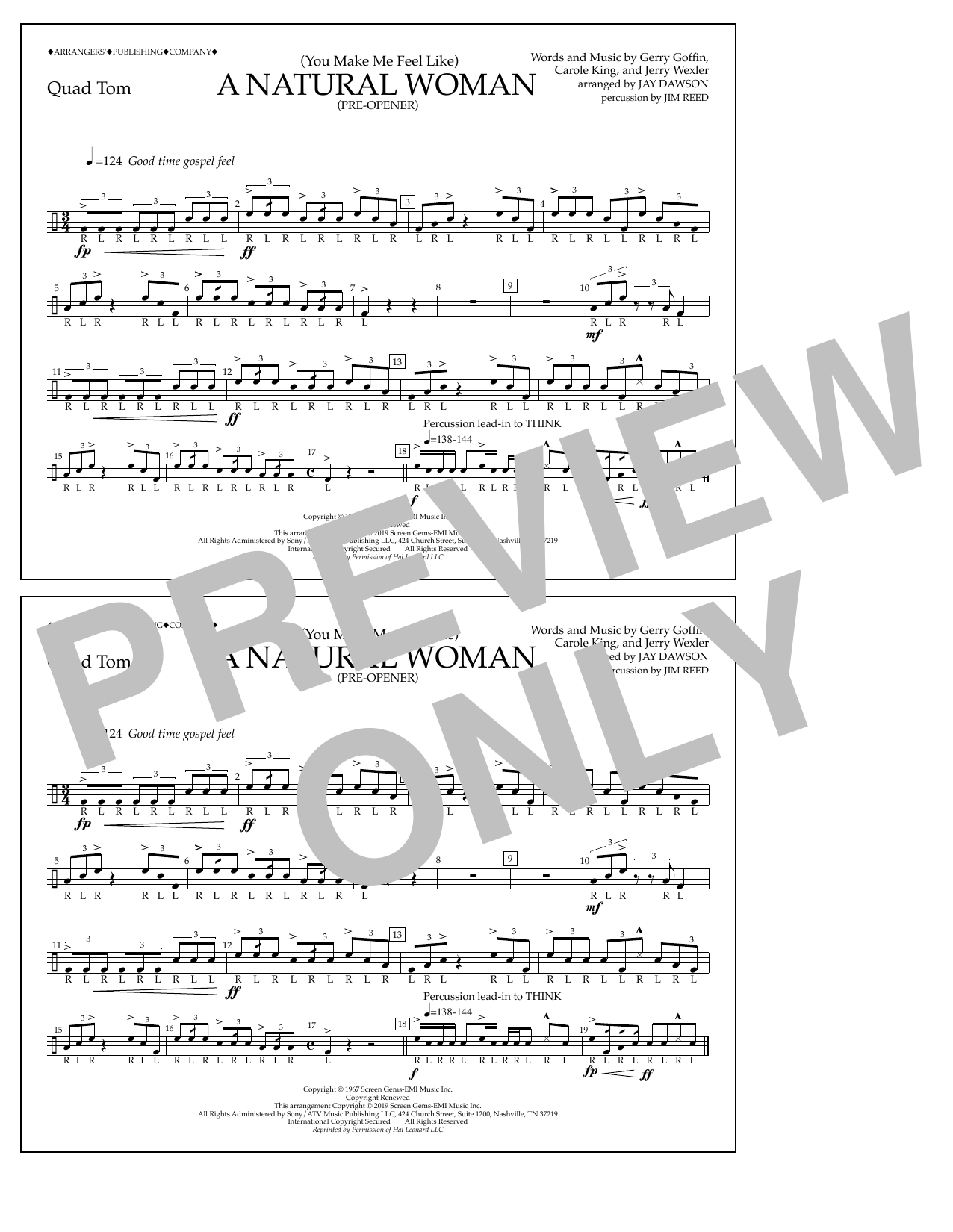 Produktbild zu: (You Make Me Feel Like) A Natural Woman (Pre-Opener) (arr. Jay Dawson) - Quad Toms