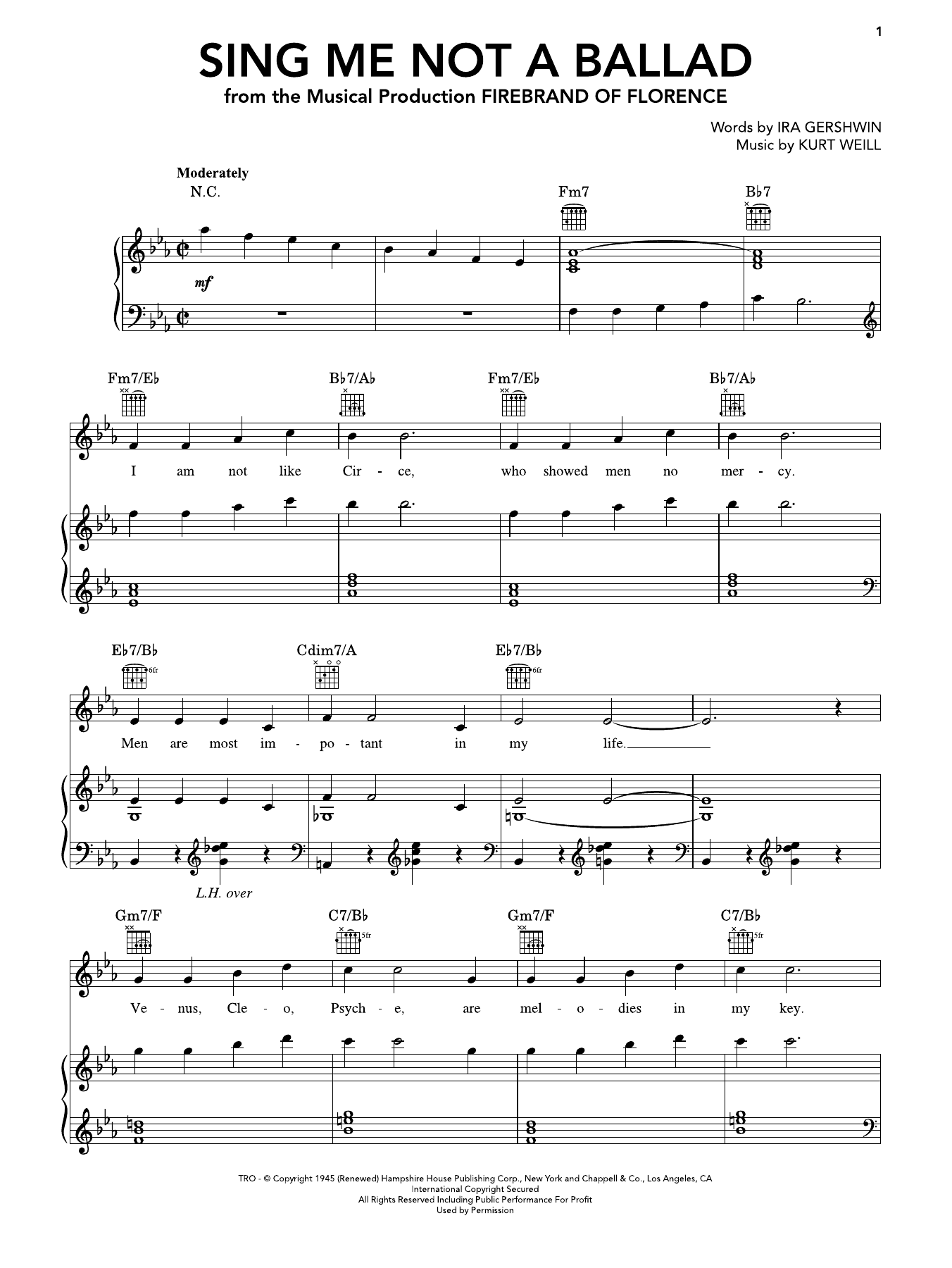 Produktgalerie: Seite 1 von 1 Sing Me Not A Ballad (from The Firebrand Of Florence), Ira Gershwin, Gesang, Gitarre, Klavier