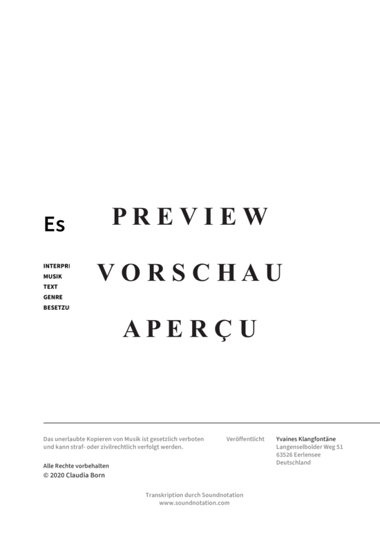 gallery: Es soll so sein, Yvaine, Vocal and Chords Leadsheet